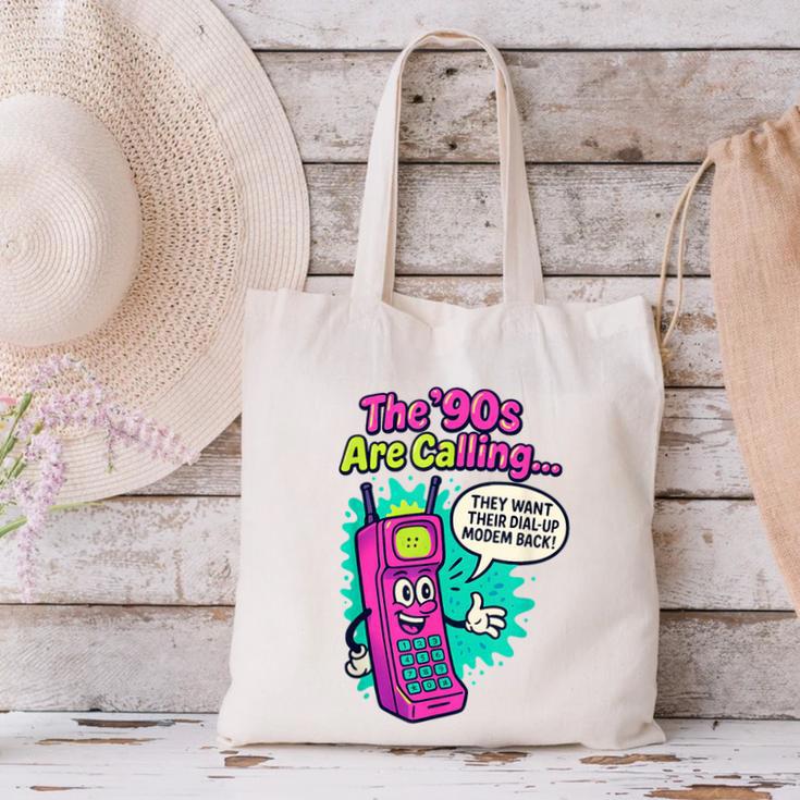 The 90s Are Calling Retro 90s Kid Nostalgia Gag Meme Canvas Tote Bag