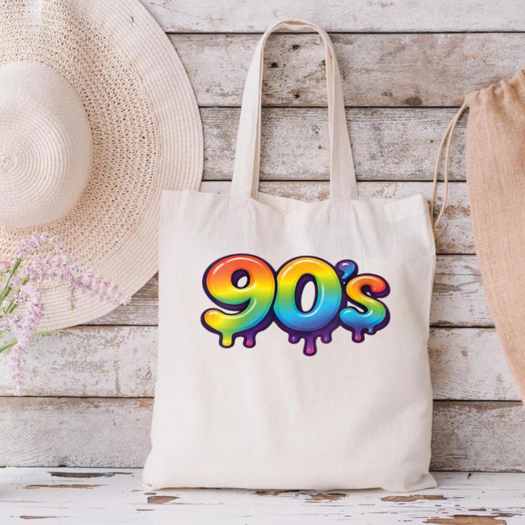 90s Retro Pop Art Rainbow Lips Nostalgia Costume 90s Canvas Tote Bag