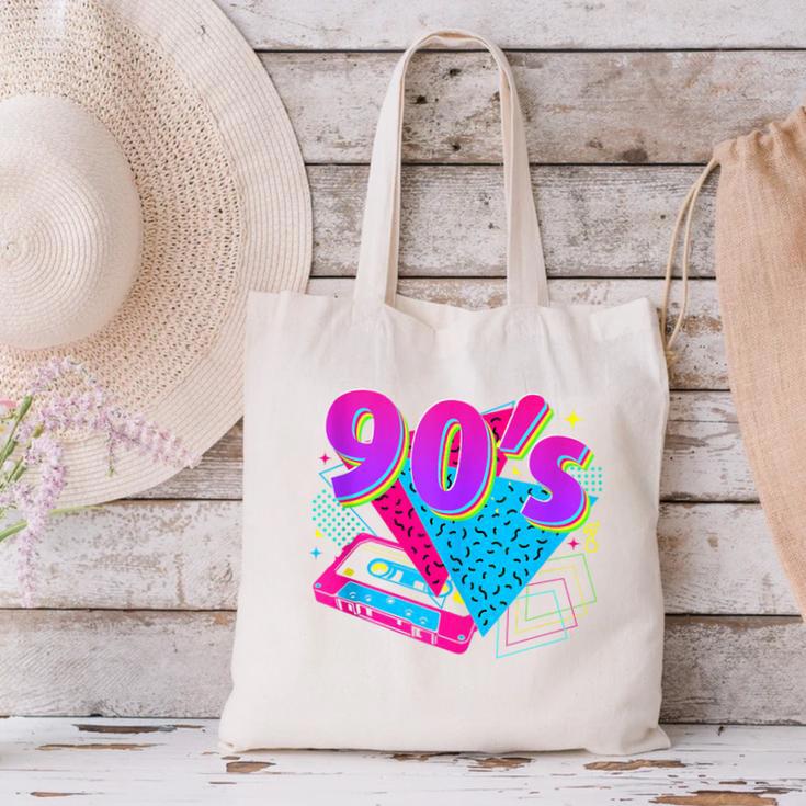 90's Vibe Retro Style Cassette Tape Nostalgia 1990s Party Canvas Tote Bag