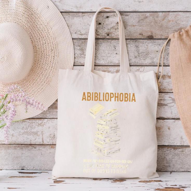 Abibliophobia Books Lover Bookworm Bookaholic Reader Canvas Tote Bag