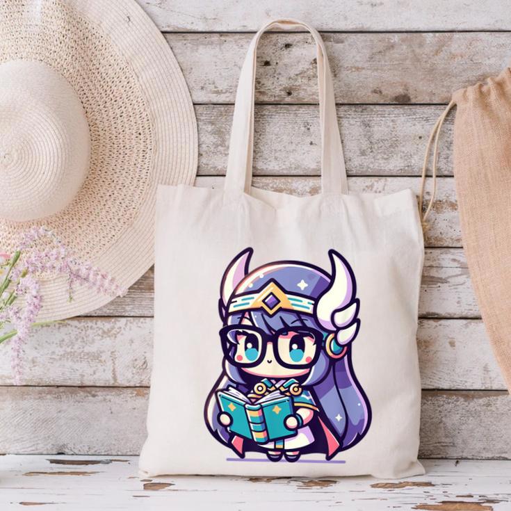 Adorable Book Lover Valkyrie With Reading Glasses Cute Canvas Tote Bag
