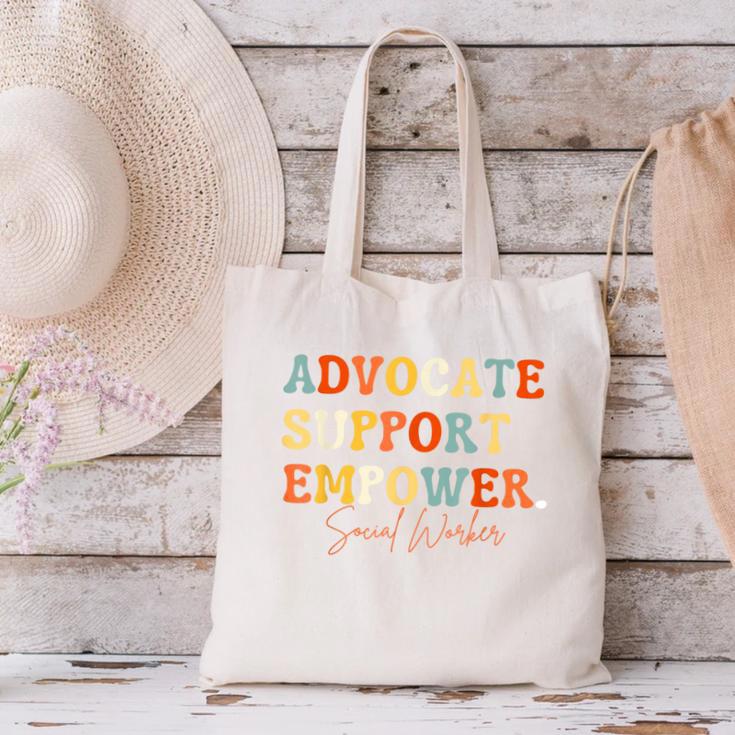 Advocate Support Empower Groovy Social Worker Graduation Canvas Tote Bag