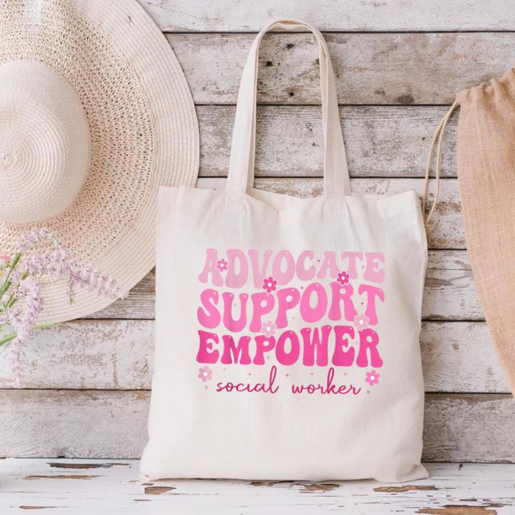 Advocate Support Empower Groovy Social Worker Graduation MSW Canvas Tote Bag