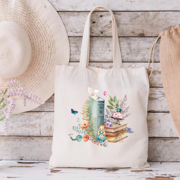Alice In Wonderland Characters Lewis Carroll Book Lover Canvas Tote Bag Alice In Wonderland Characters Lewis Carroll Book Lover Canvas Tote Bag