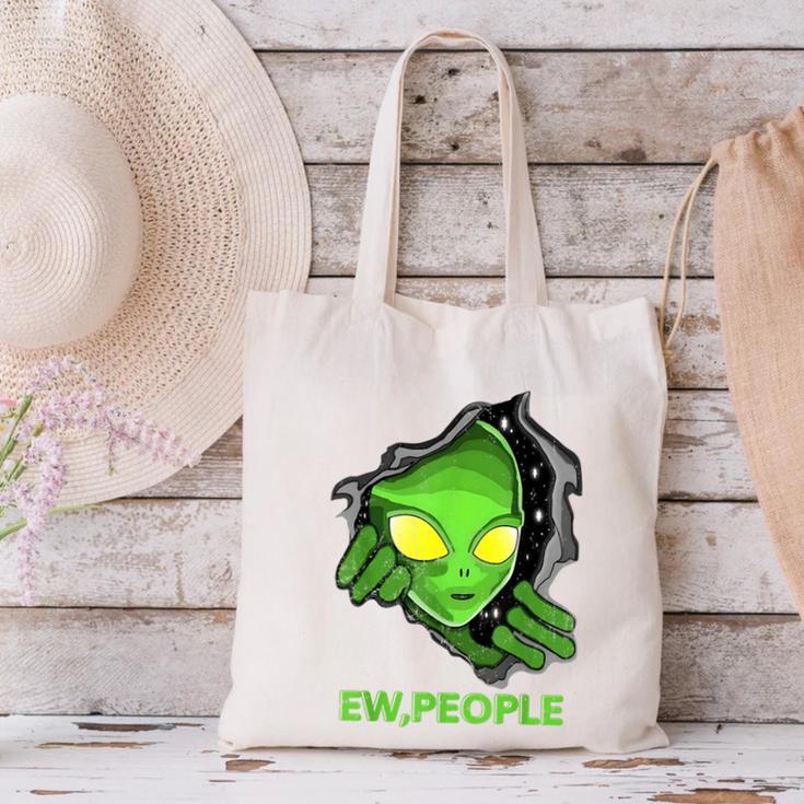 Alien Face Ew People UFO Introvert Meme Men Women Kids Canvas Tote Bag Alien Face Ew People UFO Introvert Meme Men Women Kids Canvas Tote Bag