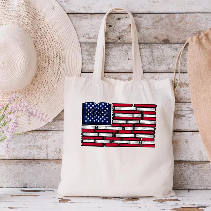 America US Flag Books Library Reading For Book Lover Reader Canvas Tote Bag America US Flag Books Library Reading For Book Lover Reader Canvas Tote Bag