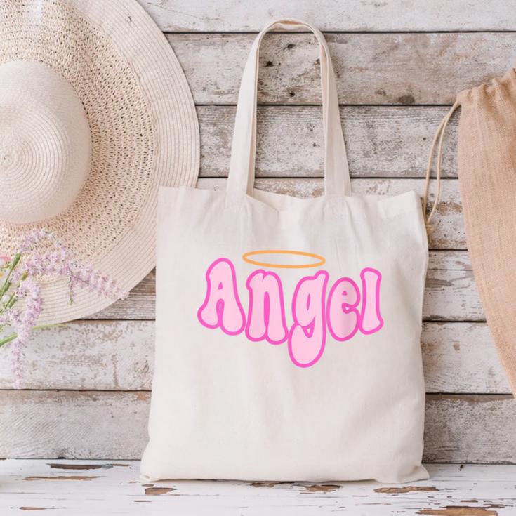 Angel Y2k Aesthetic 2000s Millennial Nostalgia Retro Pink Canvas Tote Bag