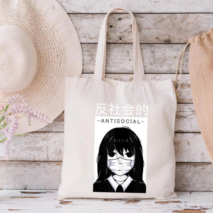 Anime Antisocial Introvert I Hate People Anti Social EMD Canvas Tote Bag Anime Antisocial Introvert I Hate People Anti Social EMD Canvas Tote Bag