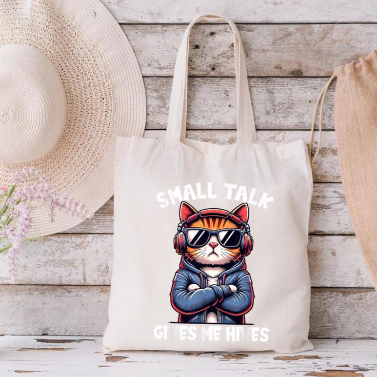 Anti Social Anxiety Mindfulness No Small Talk Introvert Cat Men Women Canvas Tote Bag Anti Social Anxiety Mindfulness No Small Talk Introvert Cat Men Women Canvas Tote Bag