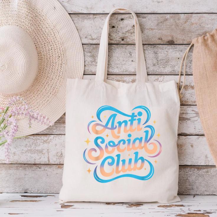 Anti-Social Club Introvert Humor Canvas Tote Bag