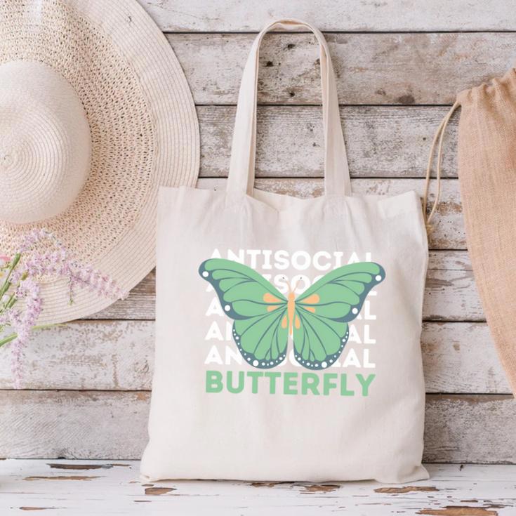 Anti-Social Introvert Butterfly Canvas Tote Bag Anti-Social Introvert Butterfly Canvas Tote Bag
