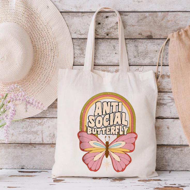 Anti-Social Introvert Butterfly Lover Canvas Tote Bag Anti-Social Introvert Butterfly Lover Canvas Tote Bag
