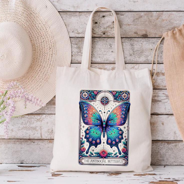 Antisocial Butterfly Introvert Distressed Canvas Tote Bag Antisocial Butterfly Introvert Distressed Canvas Tote Bag