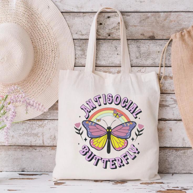 Antisocial Butterfly Tees For Introvert Men Women Girls Canvas Tote Bag