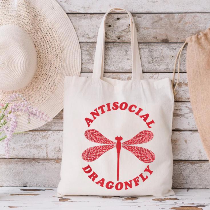 Antisocial Dragonfly Introvert Humor Nature Insect Graphic Canvas Tote Bag Antisocial Dragonfly Introvert Humor Nature Insect Graphic Canvas Tote Bag