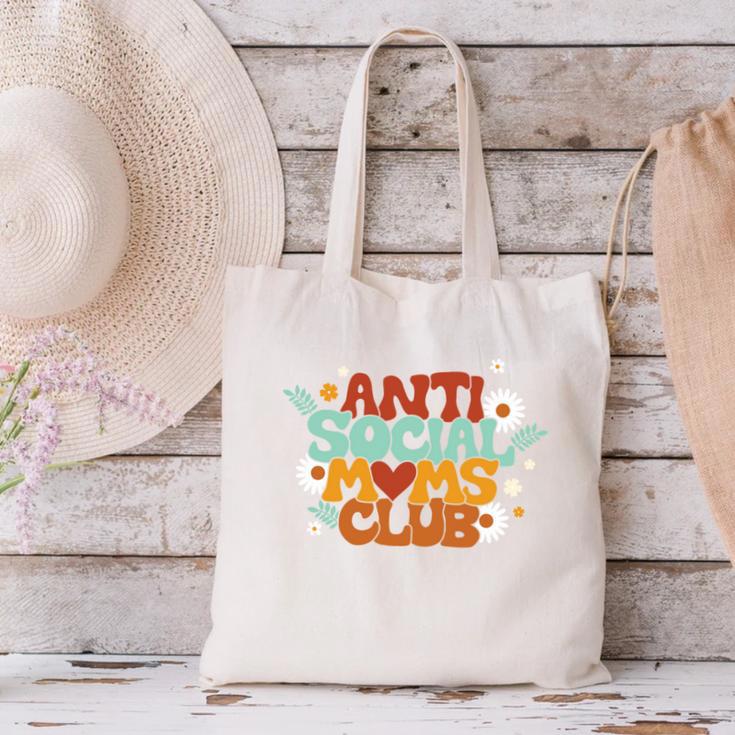 Antisocial Moms Club Introvert Mom Mothers Introverted Retro Canvas Tote Bag Antisocial Moms Club Introvert Mom Mothers Introverted Retro Canvas Tote Bag