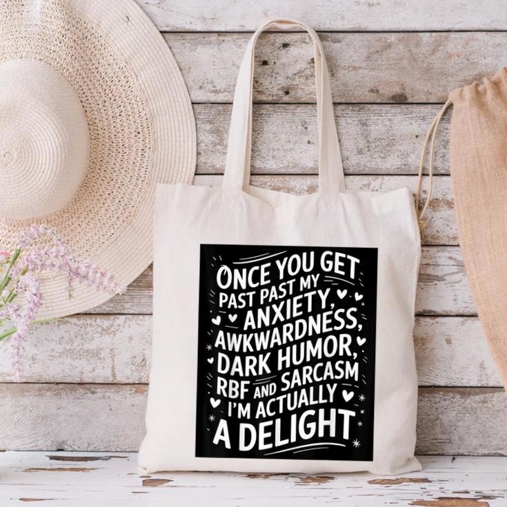 Anxiety Awkward Dark Humor Quote Introverts Sarcastic Canvas Tote Bag Anxiety Awkward Dark Humor Quote Introverts Sarcastic Canvas Tote Bag