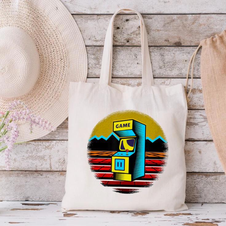 Arcade Game Machine Nostalgia Retro Gamer 80s 90s Canvas Tote Bag