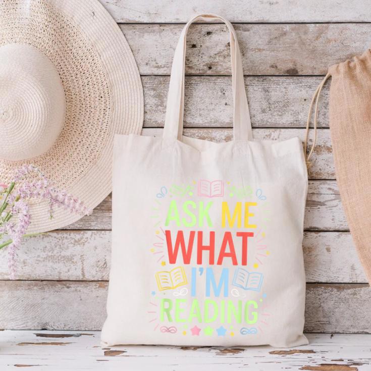 Ask Me What I'm Reading Bookworm Librarian Reader Canvas Tote Bag