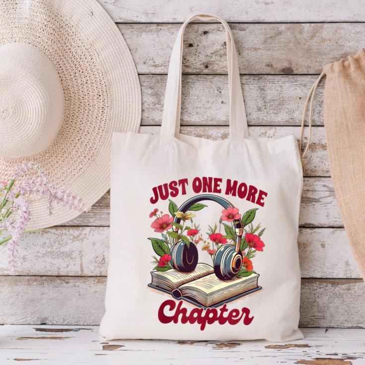 Audiobook Lover Bookish Headphones Just One More Chapter Canvas Tote Bag Audiobook Lover Bookish Headphones Just One More Chapter Canvas Tote Bag