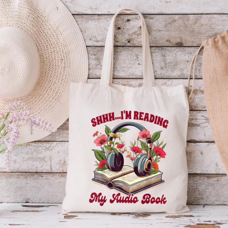 Audiobook Lover Bookish Shhh I'm Listening My Audio Book Canvas Tote Bag