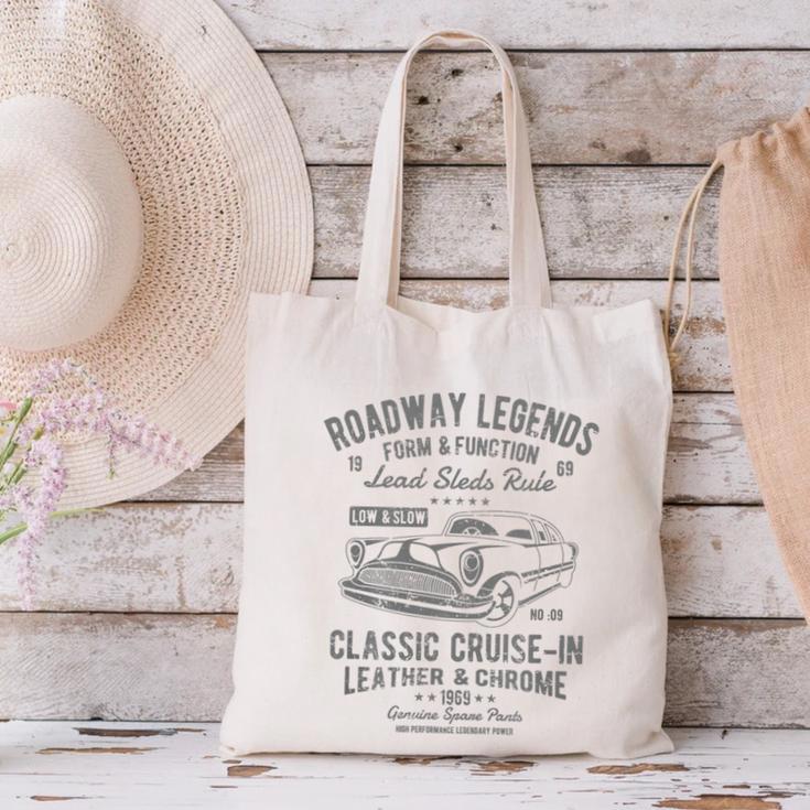Automotive Nostalgia Classic Car Cruise-In Distressed Premium Tri-Blend Canvas Tote Bag