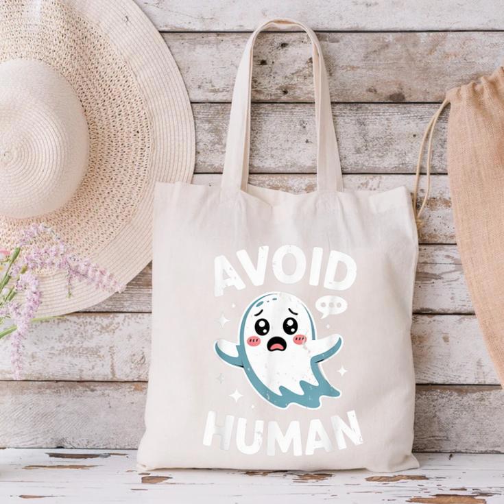 Avoid Humans Cute Kawaii Pastel Ghost Introvert Saying Canvas Tote Bag Avoid Humans Cute Kawaii Pastel Ghost Introvert Saying Canvas Tote Bag