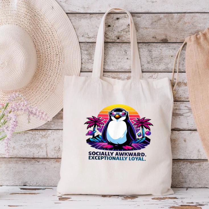 Awkward But Loyal Penguin Synthwave Vapowave Introvert Canvas Tote Bag Awkward But Loyal Penguin Synthwave Vapowave Introvert Canvas Tote Bag