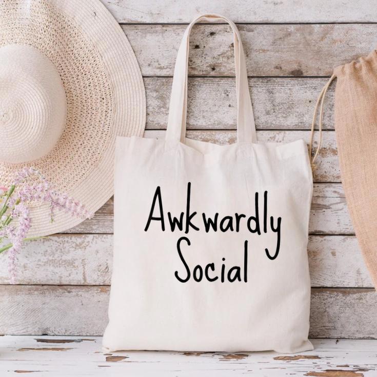 Awkwardly Social Introvert Anxious Socially Awkward Canvas Tote Bag