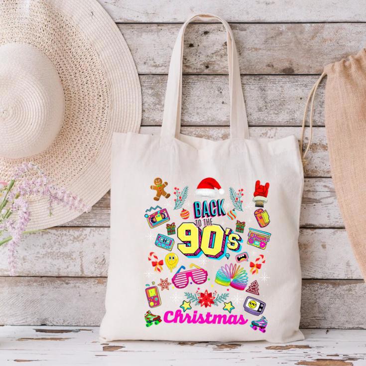 Back To 90's Christmas Nostalgia Quotes Graphic Premium Tri-Blend Canvas Tote Bag