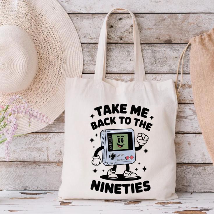 Take Me Back To The Nineties 90's Retro Gamer Nostalgia Canvas Tote Bag