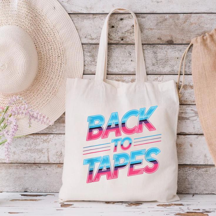 Back To Tapes Retro Cassette Mixtape 80s Nostalgia Canvas Tote Bag