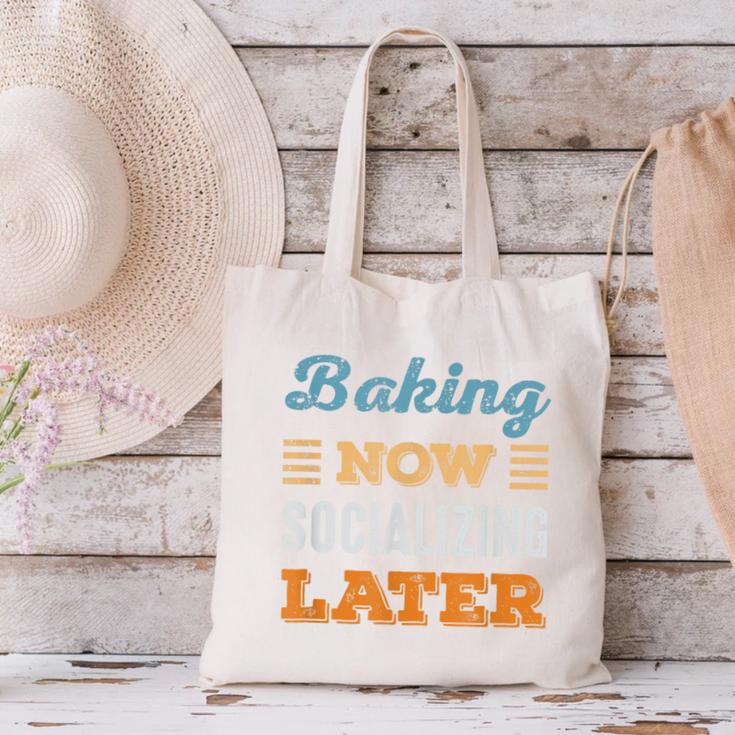 Baking Now Minimal Socializing Introvert Vintage Canvas Tote Bag Baking Now Minimal Socializing Introvert Vintage Canvas Tote Bag