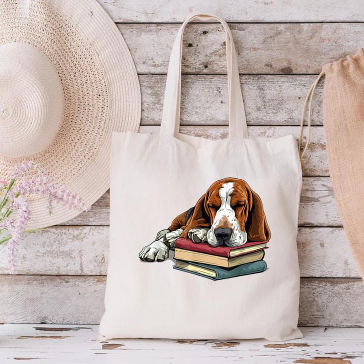 Basset Hound Books Dog Breed Graphic Canvas Tote Bag Basset Hound Books Dog Breed Graphic Canvas Tote Bag