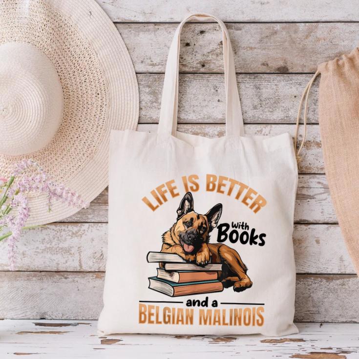 Belgian Malinois Dog Breed Life Is Better With Books And a Men Women Kids Canvas Tote Bag Belgian Malinois Dog Breed Life Is Better With Books And a Men Women Kids Canvas Tote Bag