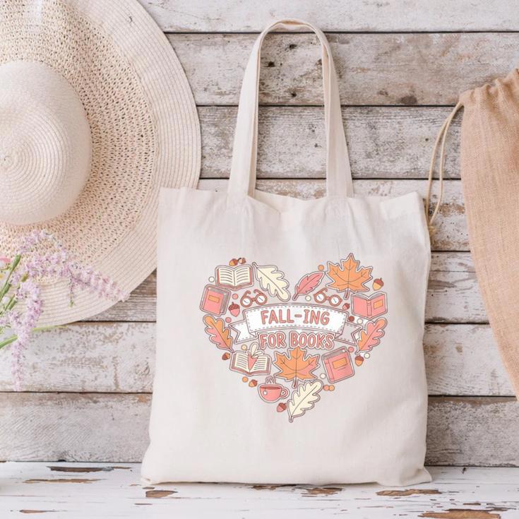 Big Book And Fall Heart Canvas Tote Bag Big Book And Fall Heart Canvas Tote Bag
