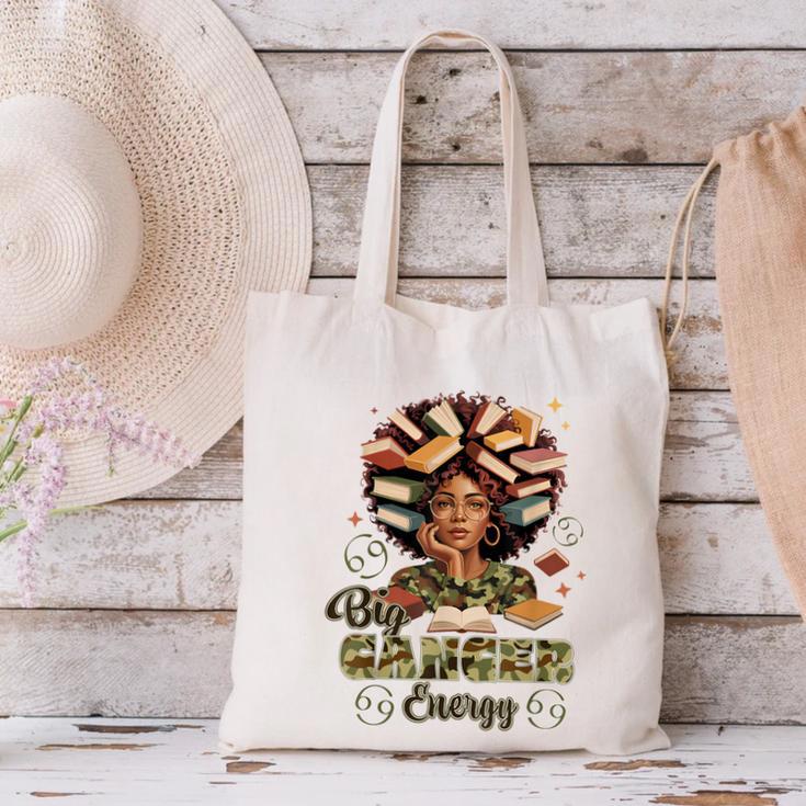 Big Cancer Energy Woman Camo Zodiac Book Teacher Canvas Tote Bag Big Cancer Energy Woman Camo Zodiac Book Teacher Canvas Tote Bag