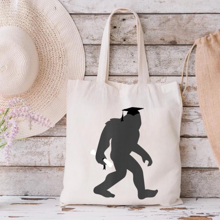 Bigfoot Graduate Shirt Cute Sasquatch Graduation Canvas Tote Bag