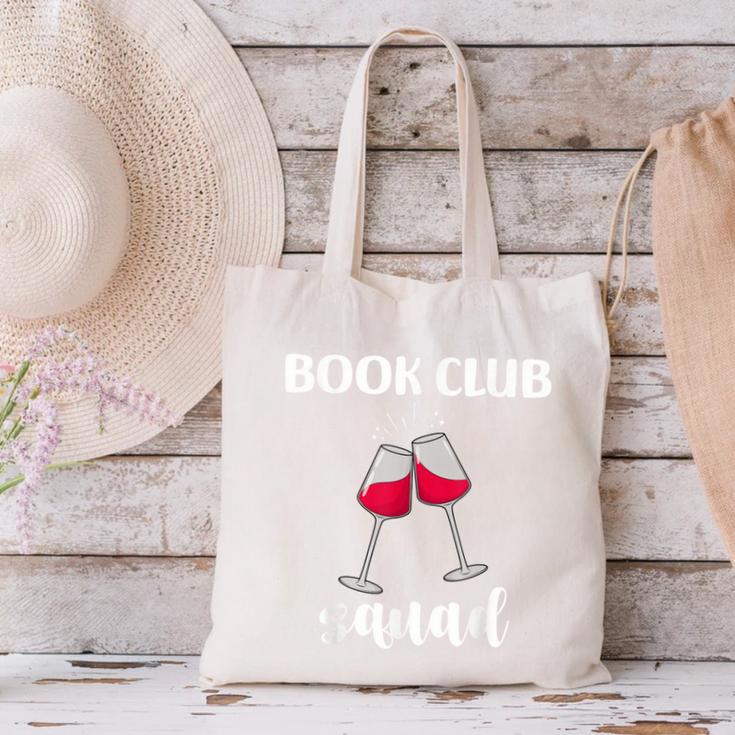 Book Club Squad Reading Bookworm Wine Lover Humor Canvas Tote Bag
