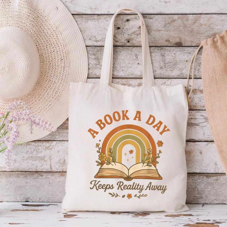 A Book A Day Keeps Reality Away Reading Canvas Tote Bag