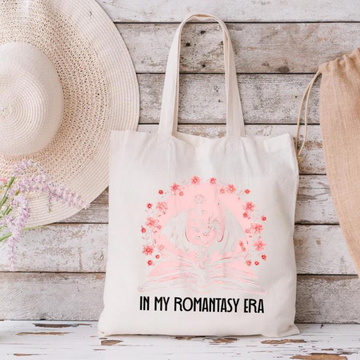 Book Dragon In My Fantasy Era Romantasy Bookish Books Lovers Canvas Tote Bag