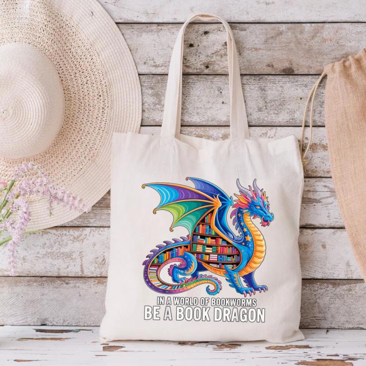 Be a Book Dragon Reading Canvas Tote Bag Be a Book Dragon Reading Canvas Tote Bag