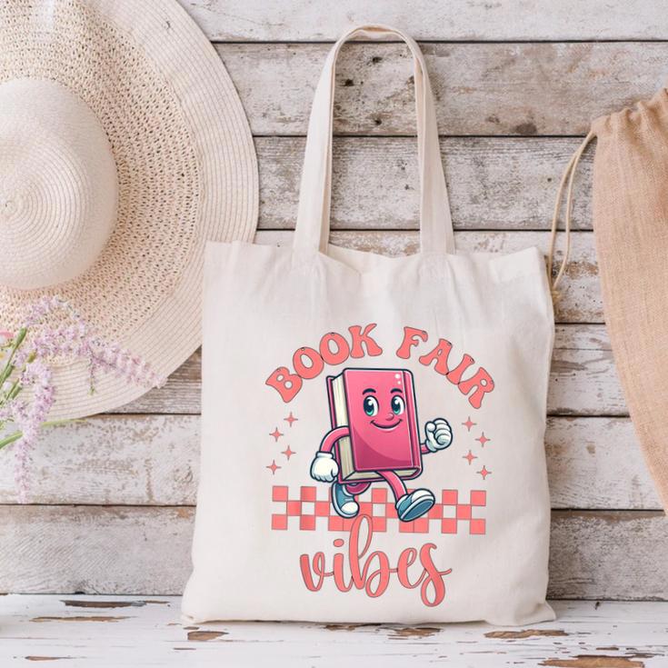 Book Fair Vibes School Librarian Retro 70s Reading Bookworm Canvas Tote Bag Book Fair Vibes School Librarian Retro 70s Reading Bookworm Canvas Tote Bag