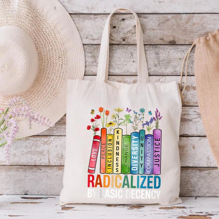 Book Flower Radicalized By Basic Decency Feminist Lgbt Canvas Tote Bag
