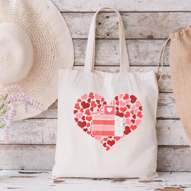 Book Heart Cute Read Book Reading Librarian Across America Canvas Tote Bag