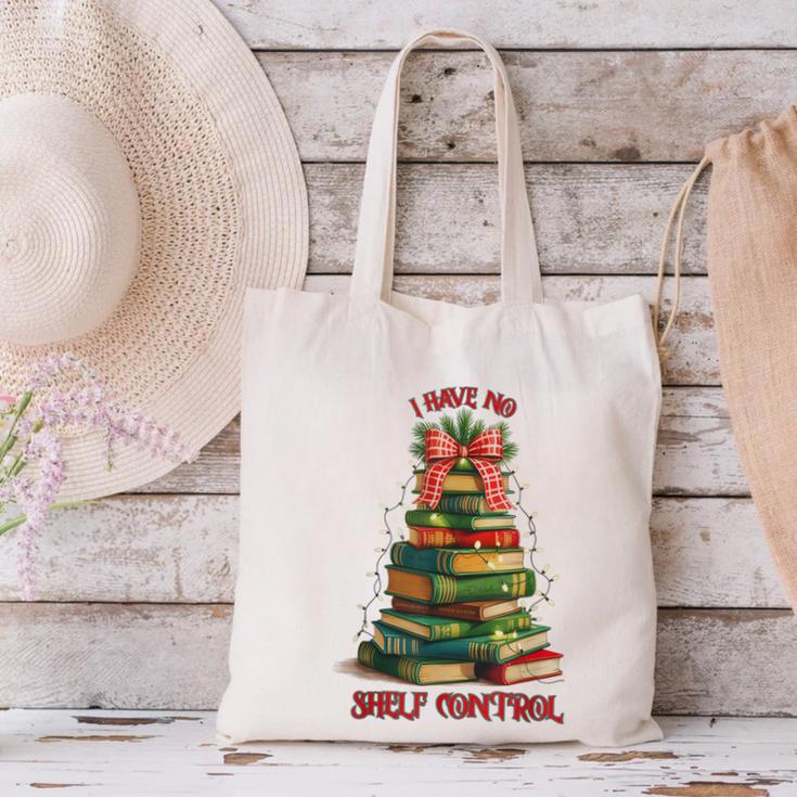 Book Lover Christmas Tree I Have No Shelf Control Canvas Tote Bag