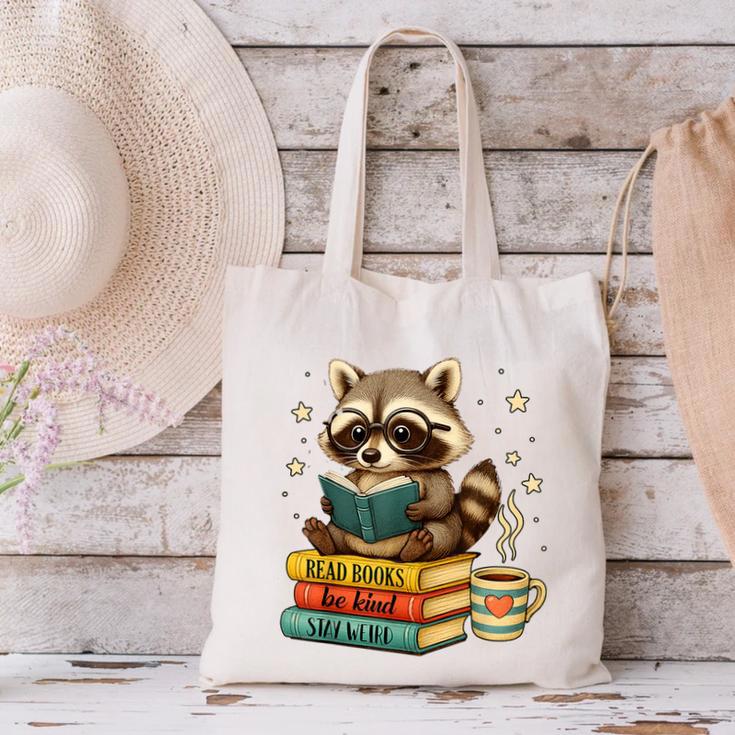 Book Lover Racoon Reading Bookish Library Read Books Be Kind Canvas Tote Bag Book Lover Racoon Reading Bookish Library Read Books Be Kind Canvas Tote Bag