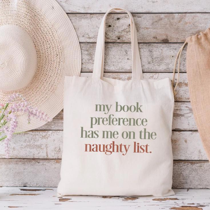 My Book Preference Has Me On The Naughty List Canvas Tote Bag My Book Preference Has Me On The Naughty List Canvas Tote Bag