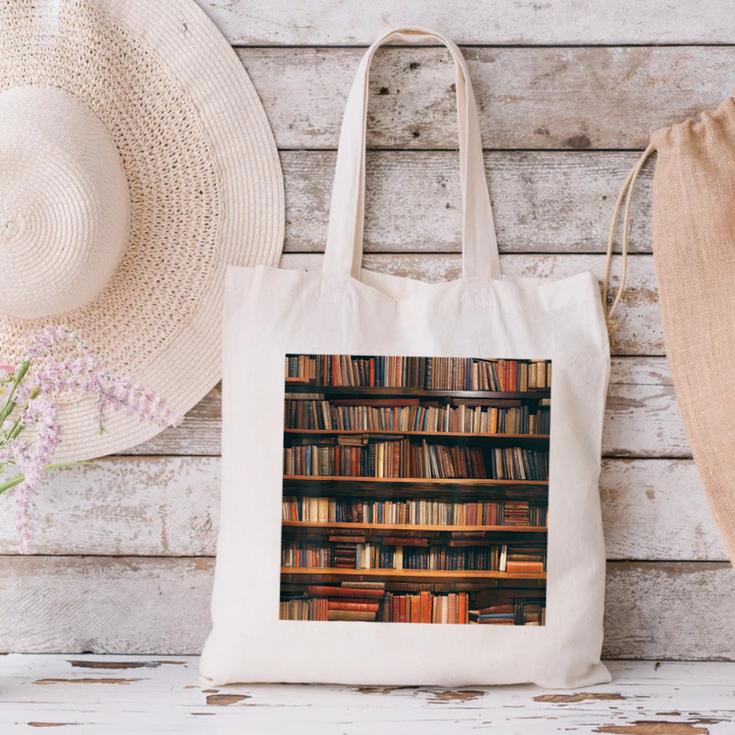 Book Book Shelves Library Canvas Tote Bag