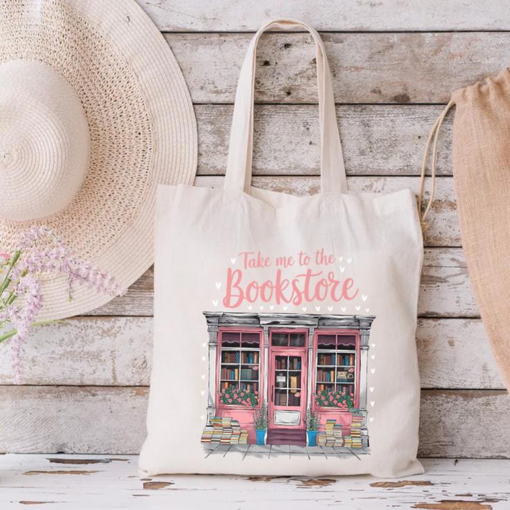 Take Me To The Book Store Librarians Valentine's Day Premium Canvas Tote Bag
